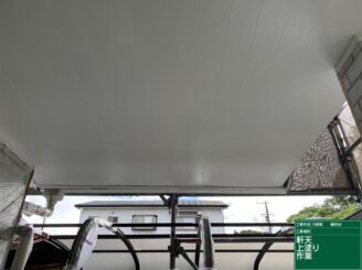 軒天上塗り施工完了|可児市鳩吹台