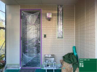 玄関ドアの養生（可児市広見）